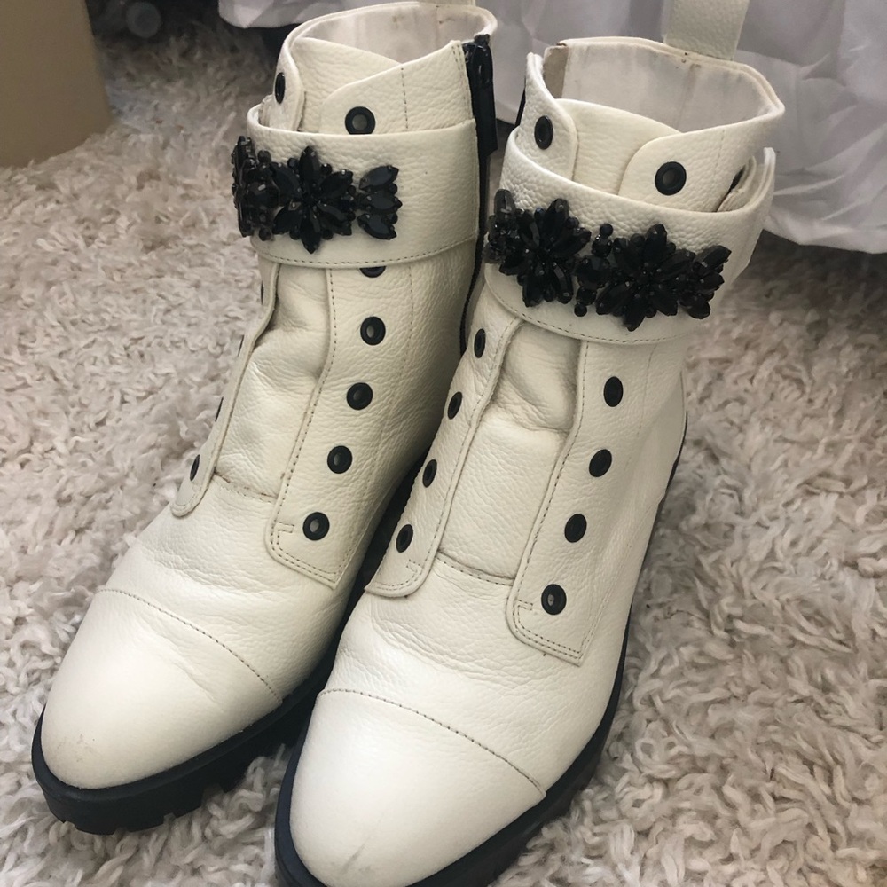 Karl Lagerfeld bejeweled combat boot